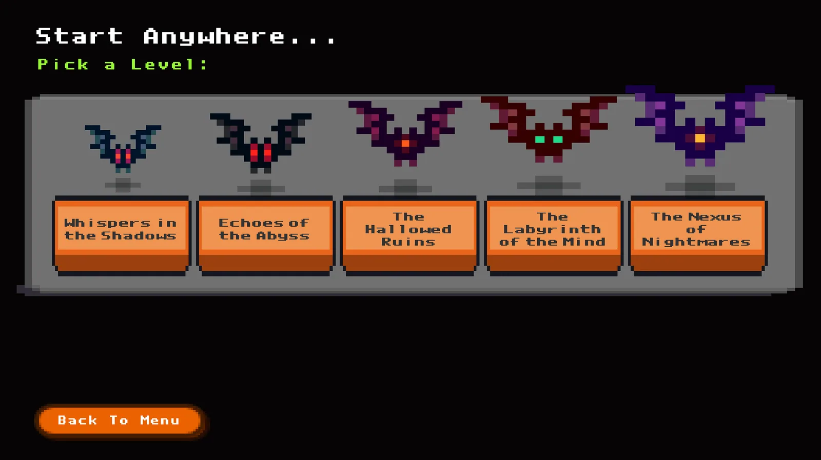 Descent Into Madness class selection screen