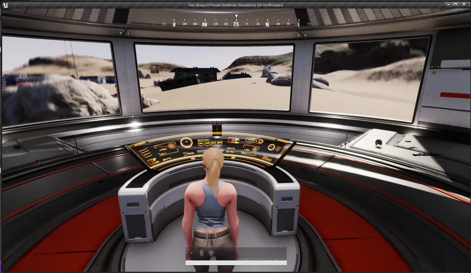 Third-person gameplay scene inside the Unreal Engine prototype